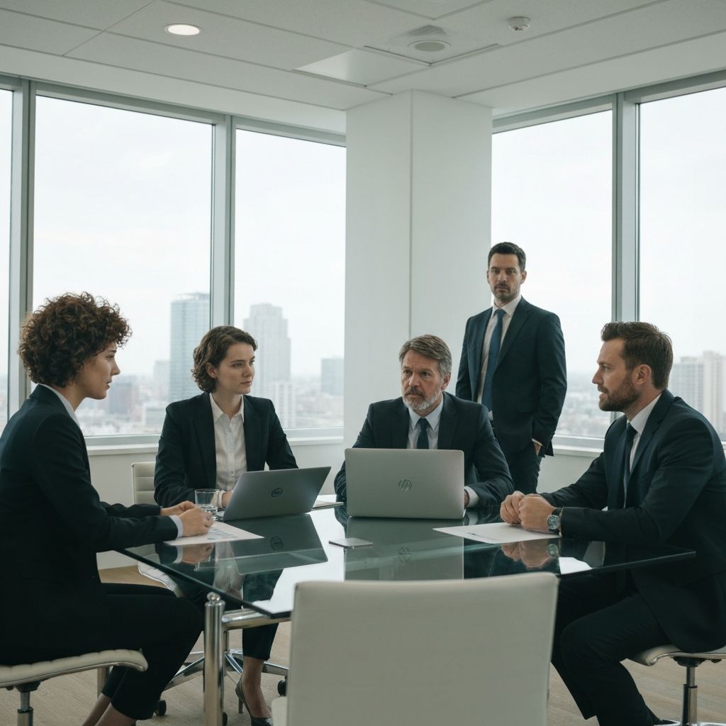 Professional consulting team meeting in a modern office